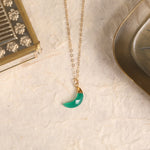 Green Onyx Moon Pendant Gold Necklace Necklaces Soul & Little Rose