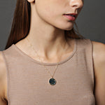 Moss Agate Round Disc Gold Pendant Necklace Necklaces Soul & Little Rose