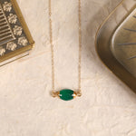 Green Onyx Pillow Gemstone Shape Gold Necklace Necklaces Soul & Little Rose