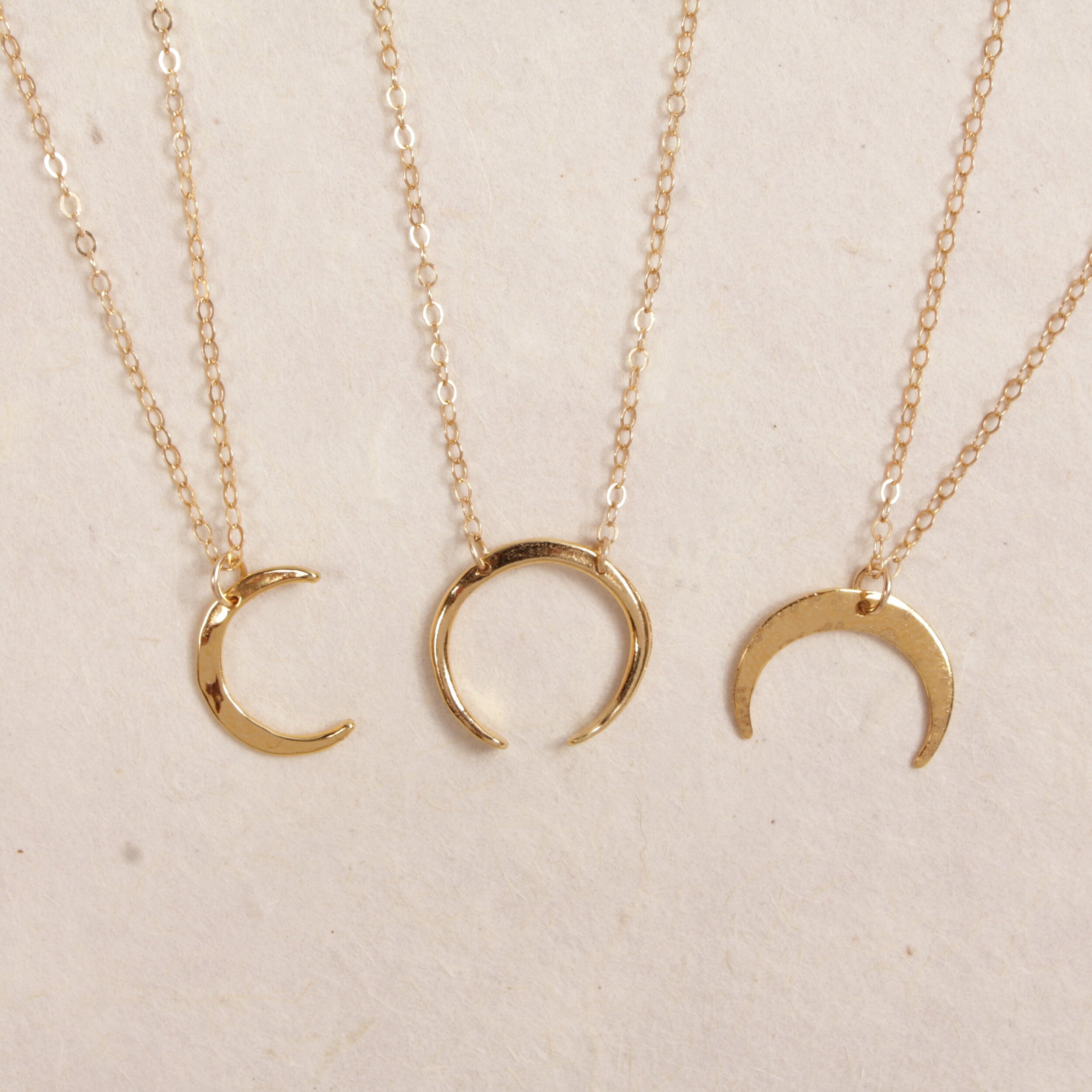 Moon Pendant Short Dainty Gold Necklace Moon Phase Gold Pendant