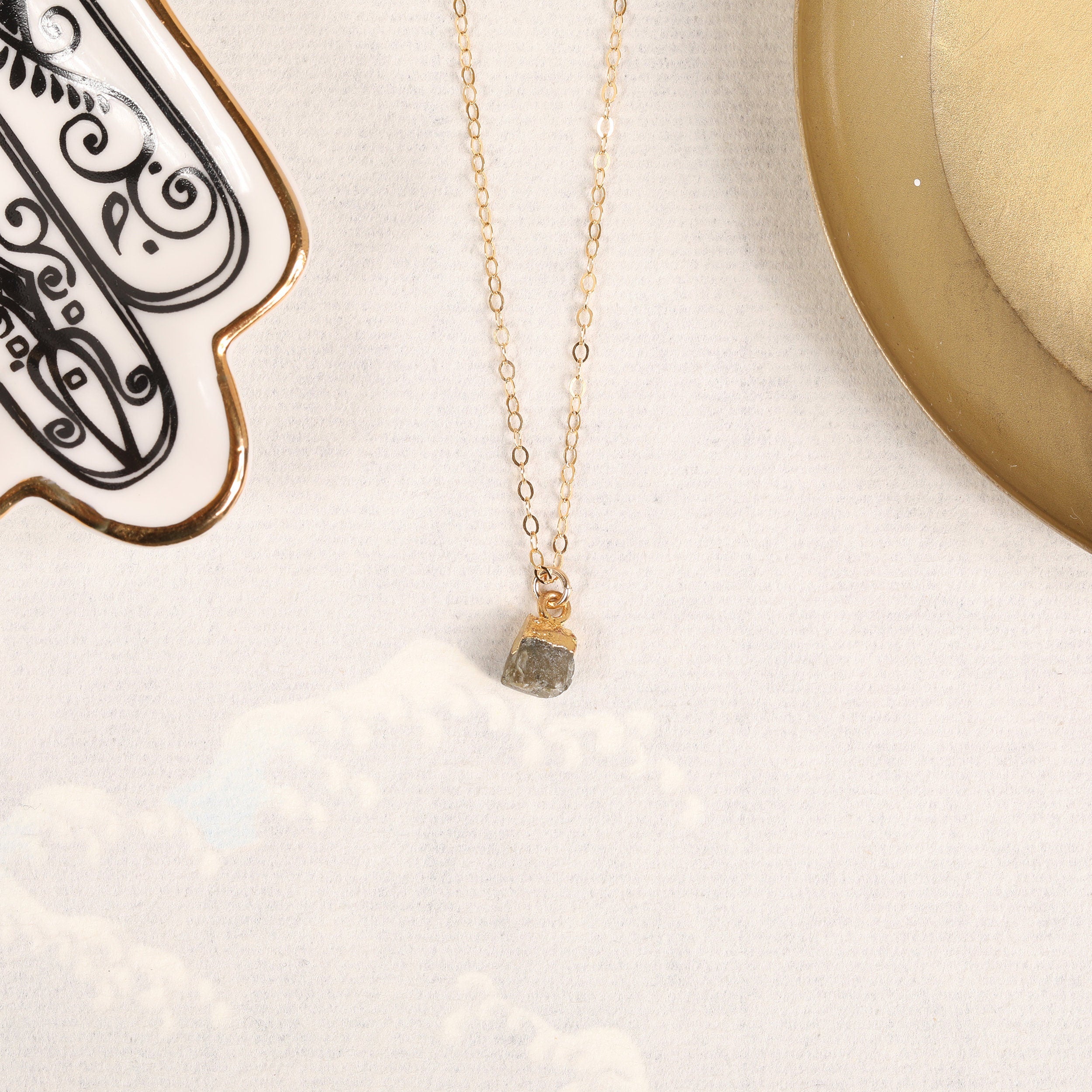Labradorite Raw Pebble Pendant Gold Necklace Necklaces Soul & Little Rose