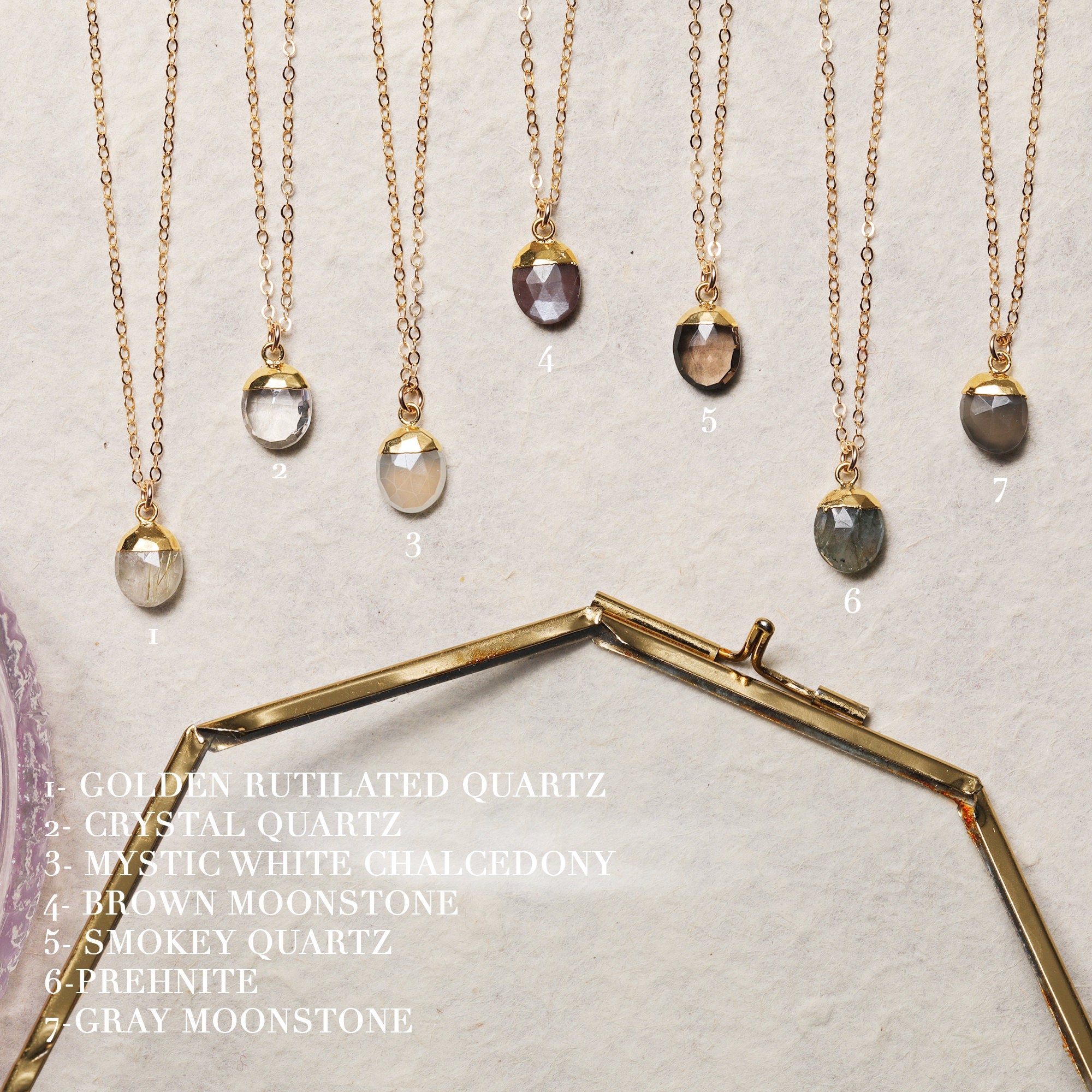 Gemstone Oval Nugget Shape Gold Pendant Necklace Necklaces Soul & Little Rose
