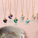 Moon and Star Gemstone Pendant Gold Necklace Necklaces Soul & Little Rose