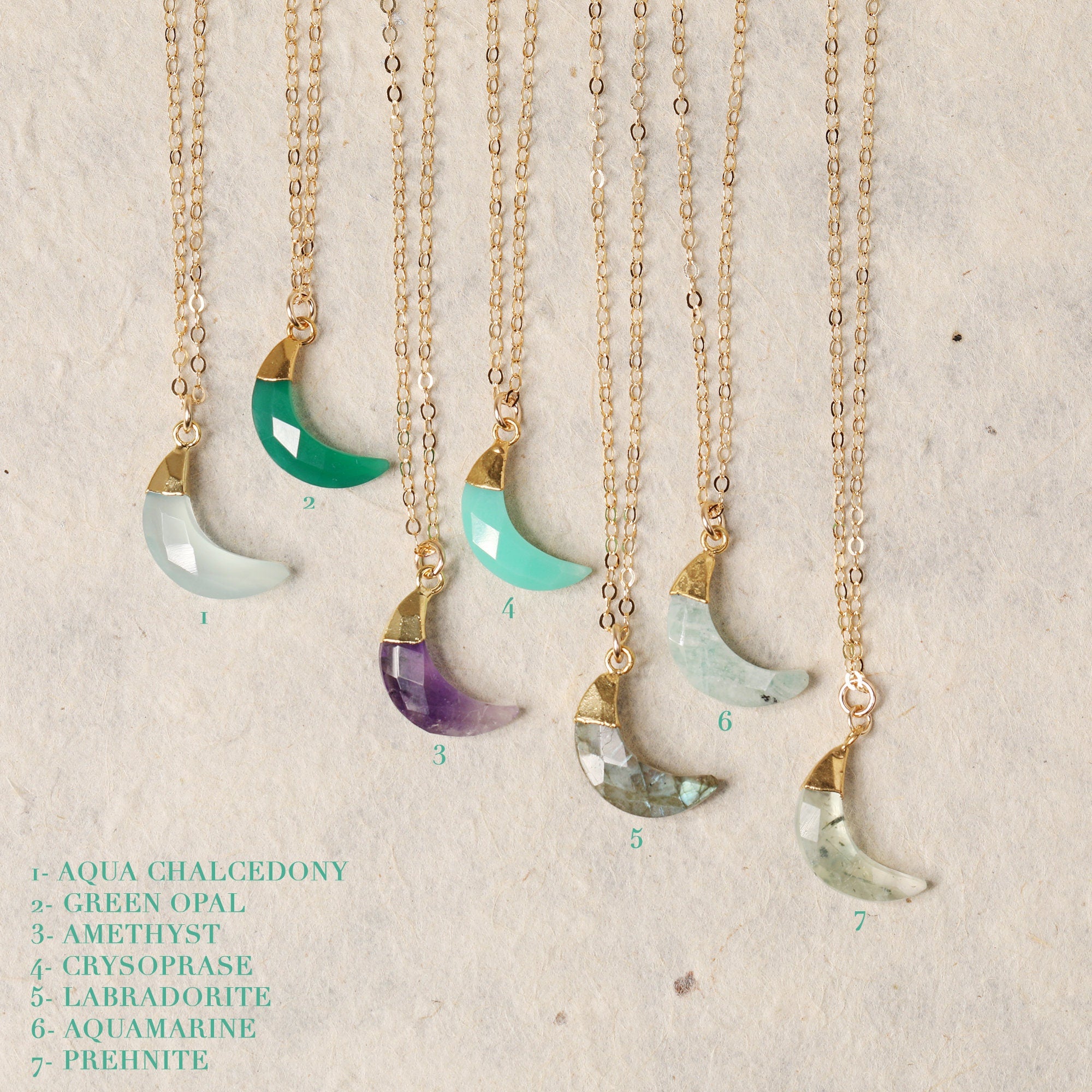 Gemstone Moon Gold Pendant Necklaces Necklaces Soul & Little Rose