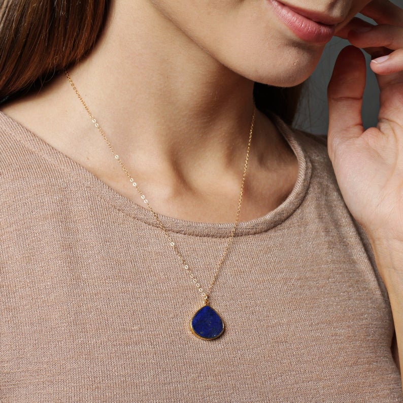 Gemstone Drop Pendant Gold Necklaces Necklaces Soul & Little Rose
