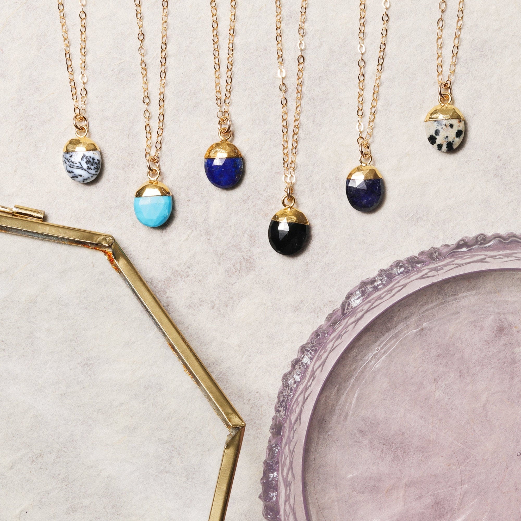 Gemstone Oval Nugget Shape Gold Necklaces Necklaces Soul & Little Rose   