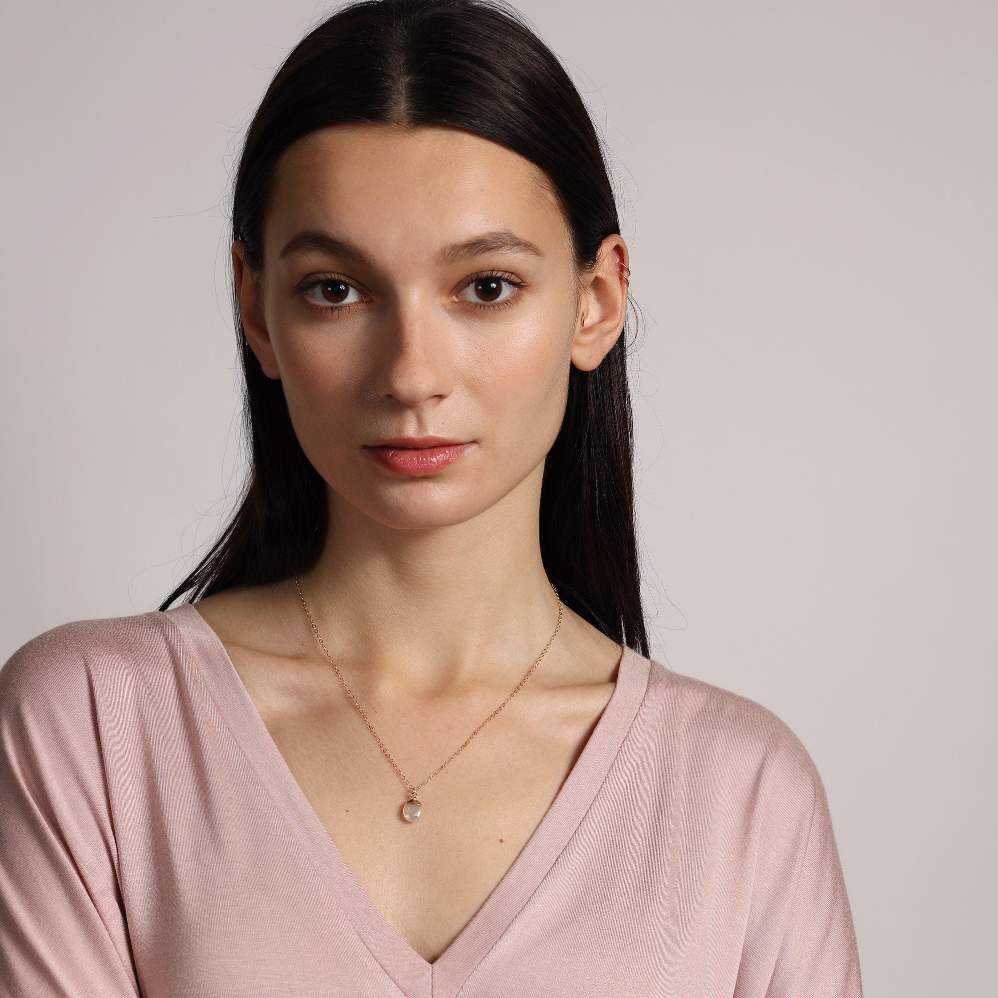 Gemstone Oval Nugget Shape Gold Pendant Necklace Necklaces Soul & Little Rose