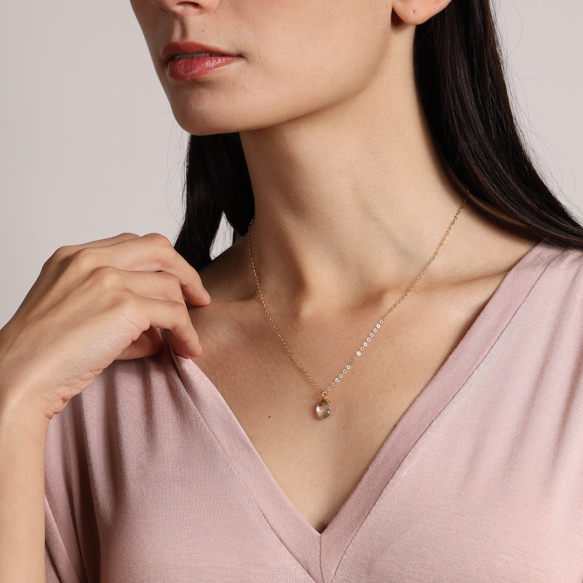Gemstone Oval Nugget Shape Gold Pendant Necklace Necklaces Soul & Little Rose   