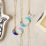 Moon Shape Gemstone Gold Pendant Necklace Necklaces Soul & Little Rose