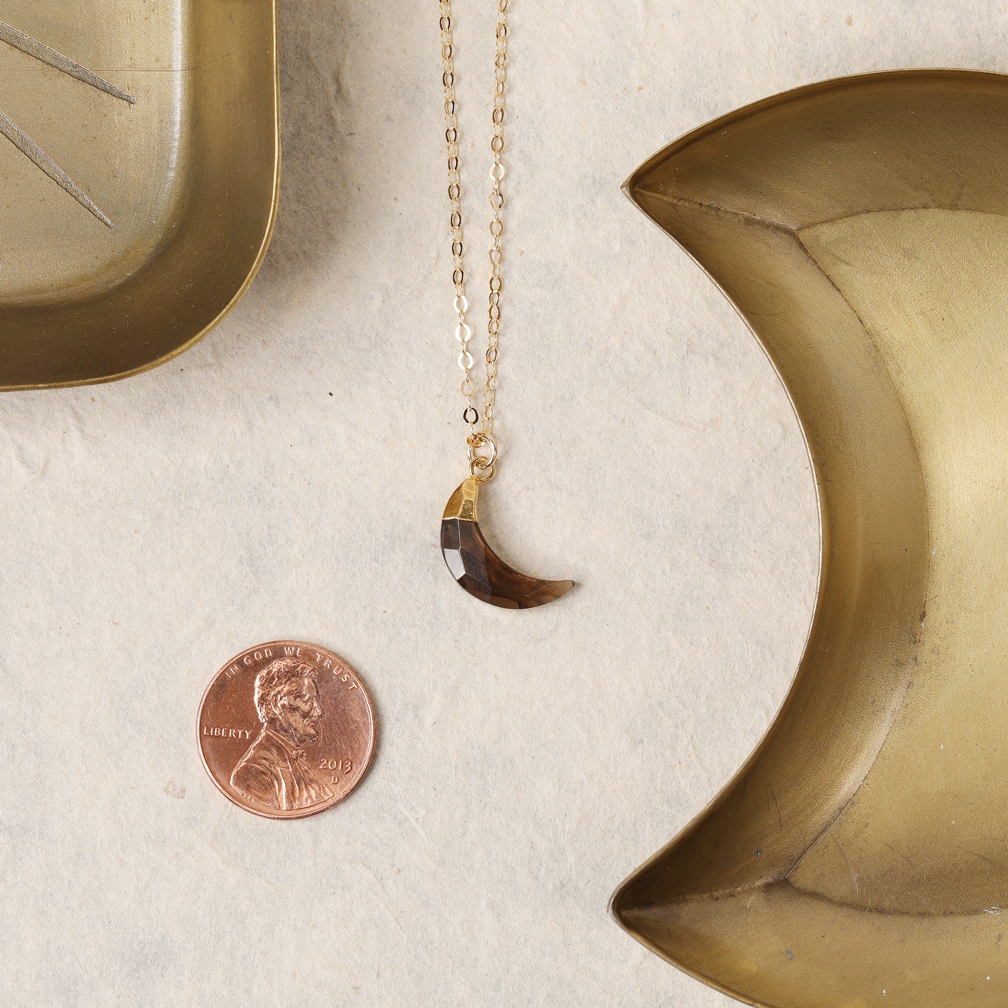 Smokey Quartz Moon Pendant Necklace Necklaces Soul & Little Rose