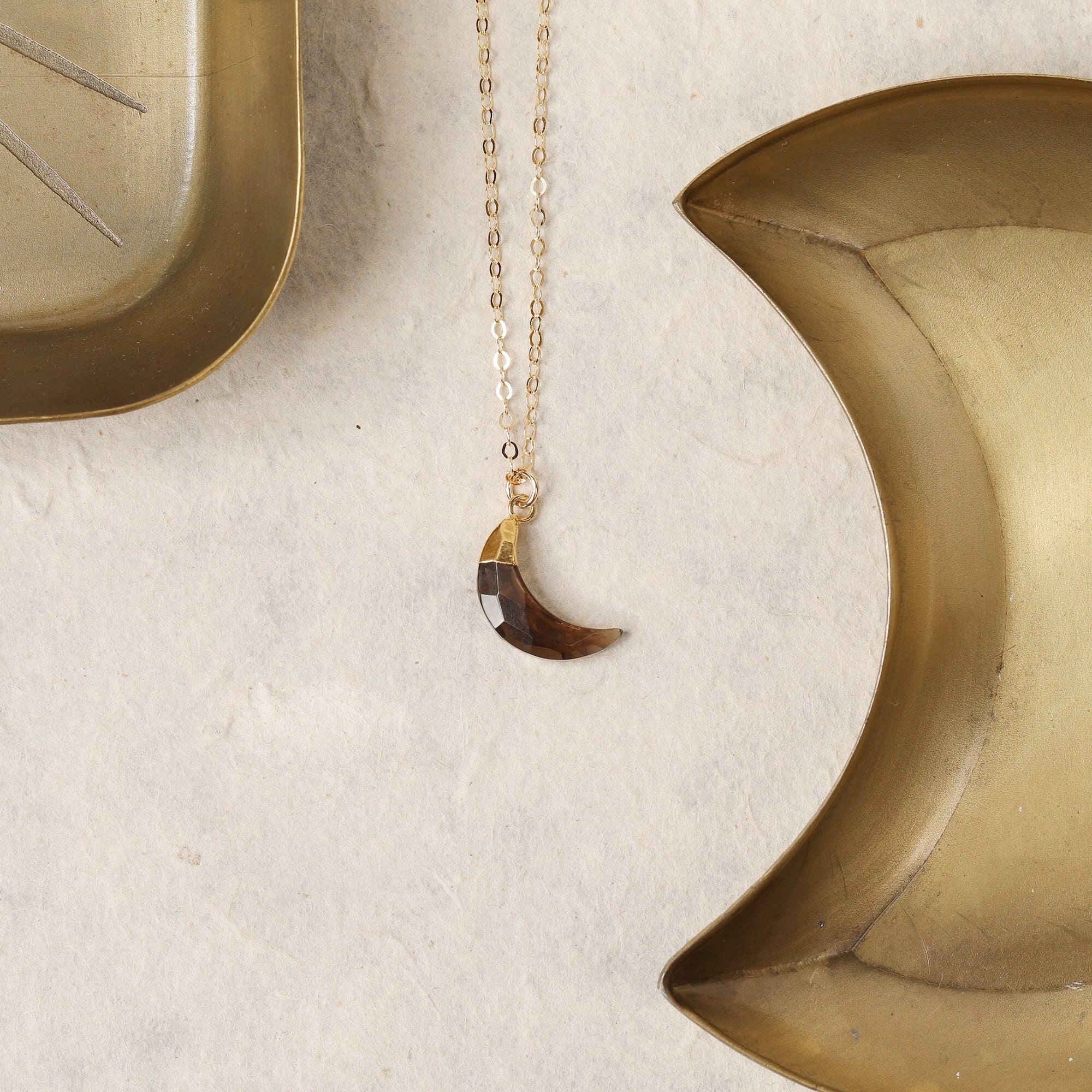 Smokey Quartz Moon Pendant Necklace Necklaces Soul & Little Rose