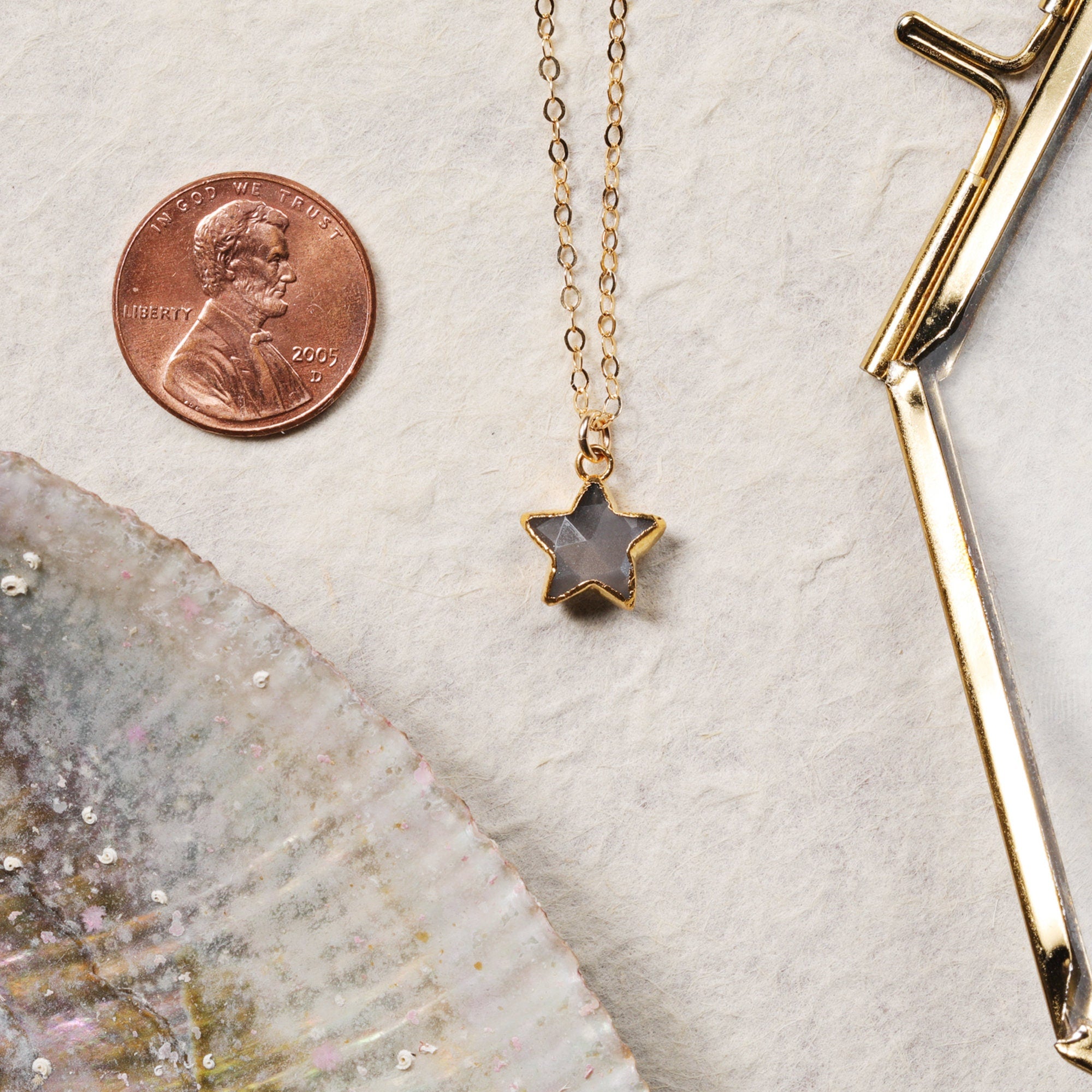 Gray Moonstone Star Gold Pendant Necklace Necklaces Soul & Little Rose