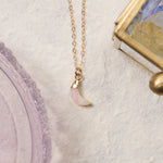 Pink Opal Mini Moon Pendant Gold Necklace Necklaces Soul & Little Rose