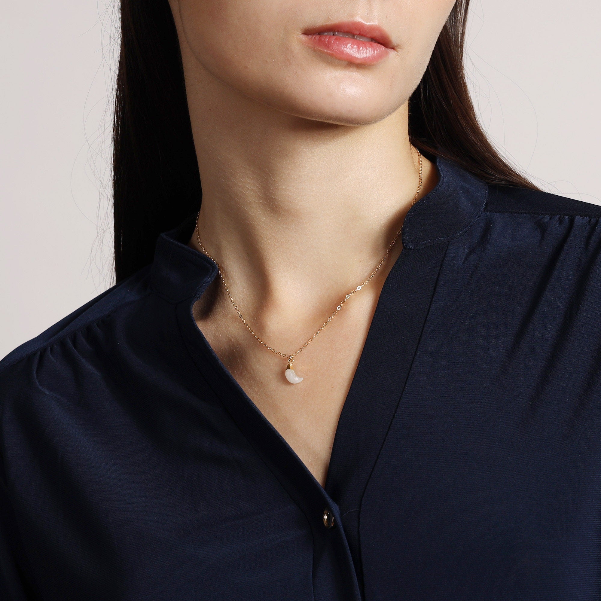 Moonstone Mini Moon Shape Gold Pendant Necklace Necklaces Soul & Little Rose