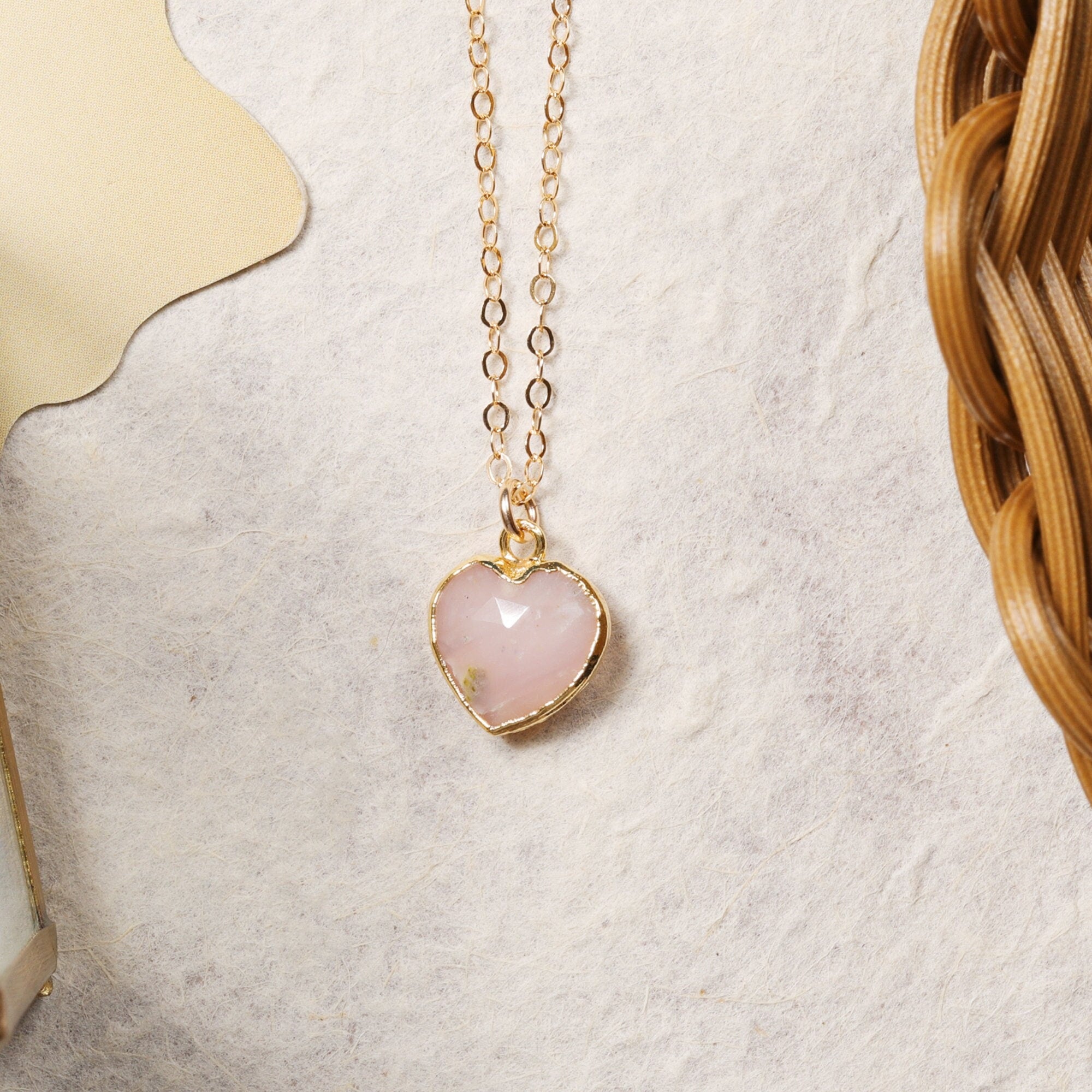 Pink Opal Gold Heart Necklace Necklaces Soul & Little Rose