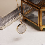 Moonstone Circle Gold Pendant Necklace (Satellite Chain) Necklaces Soul & Little Rose