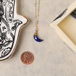 Lapis Lazuli Moon Gemstone Pendant Gold Necklace Necklaces Soul & Little Rose