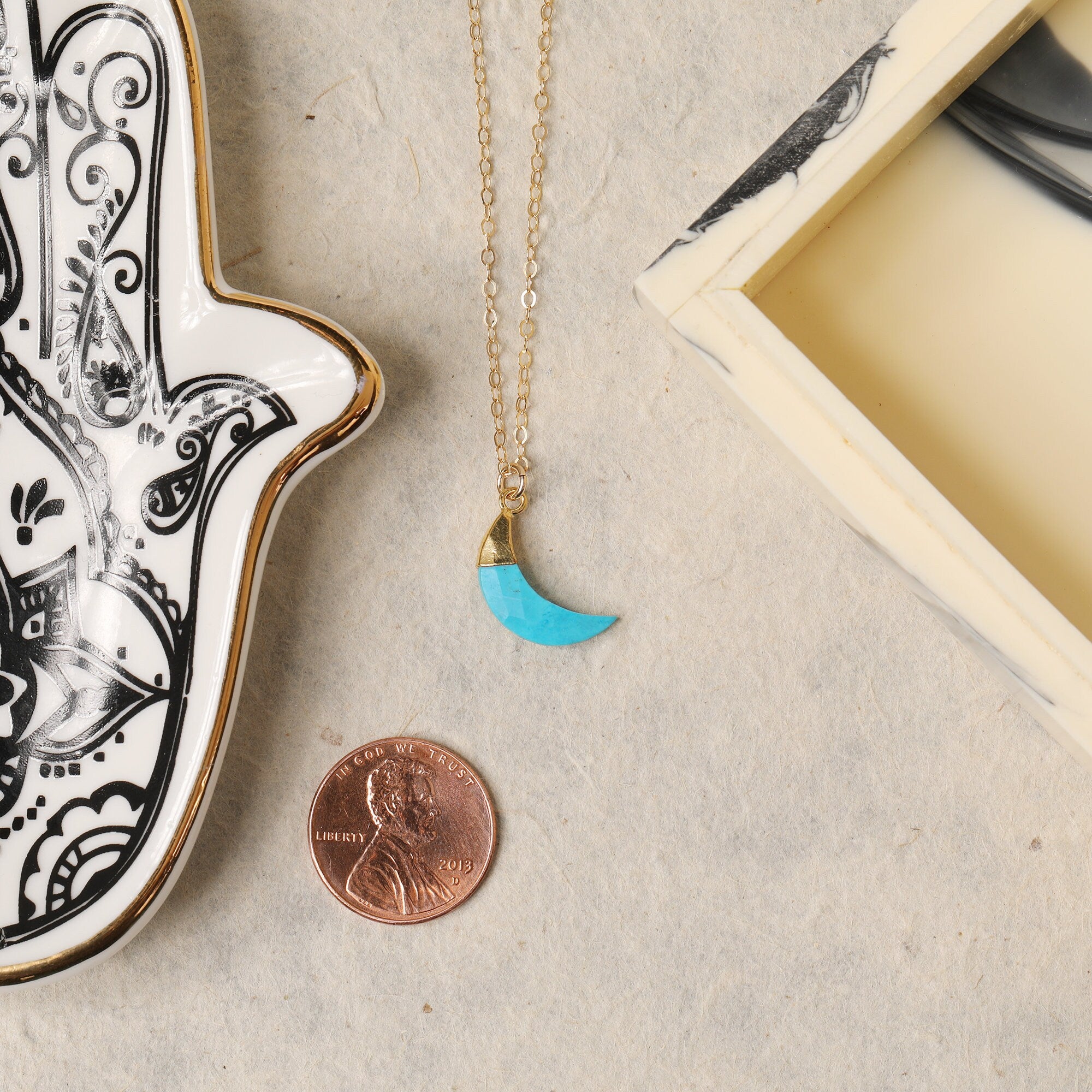 Howlite Moon Pendant Gold Necklace Necklaces Soul & Little Rose