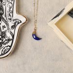Lapis Lazuli Moon Gemstone Pendant Gold Necklace Necklaces Soul & Little Rose