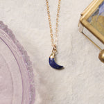 Lapis Lazuli Mini Moon Gemstone Pendant Gold Necklace Necklaces Soul & Little Rose