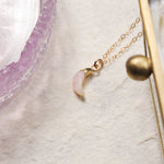 Pink Opal Mini Moon Pendant Gold Necklace Necklaces Soul & Little Rose