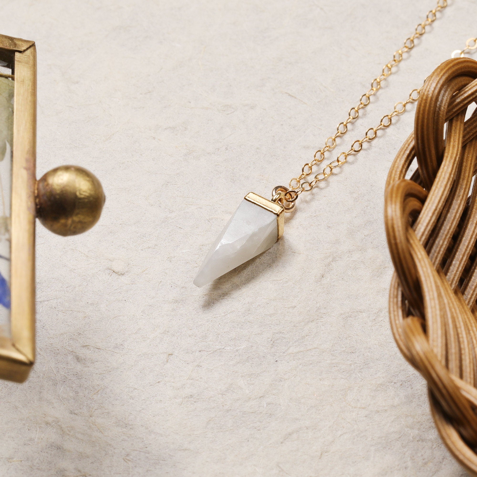 Moonstone Pendulum Gold Necklace Necklaces Soul & Little Rose