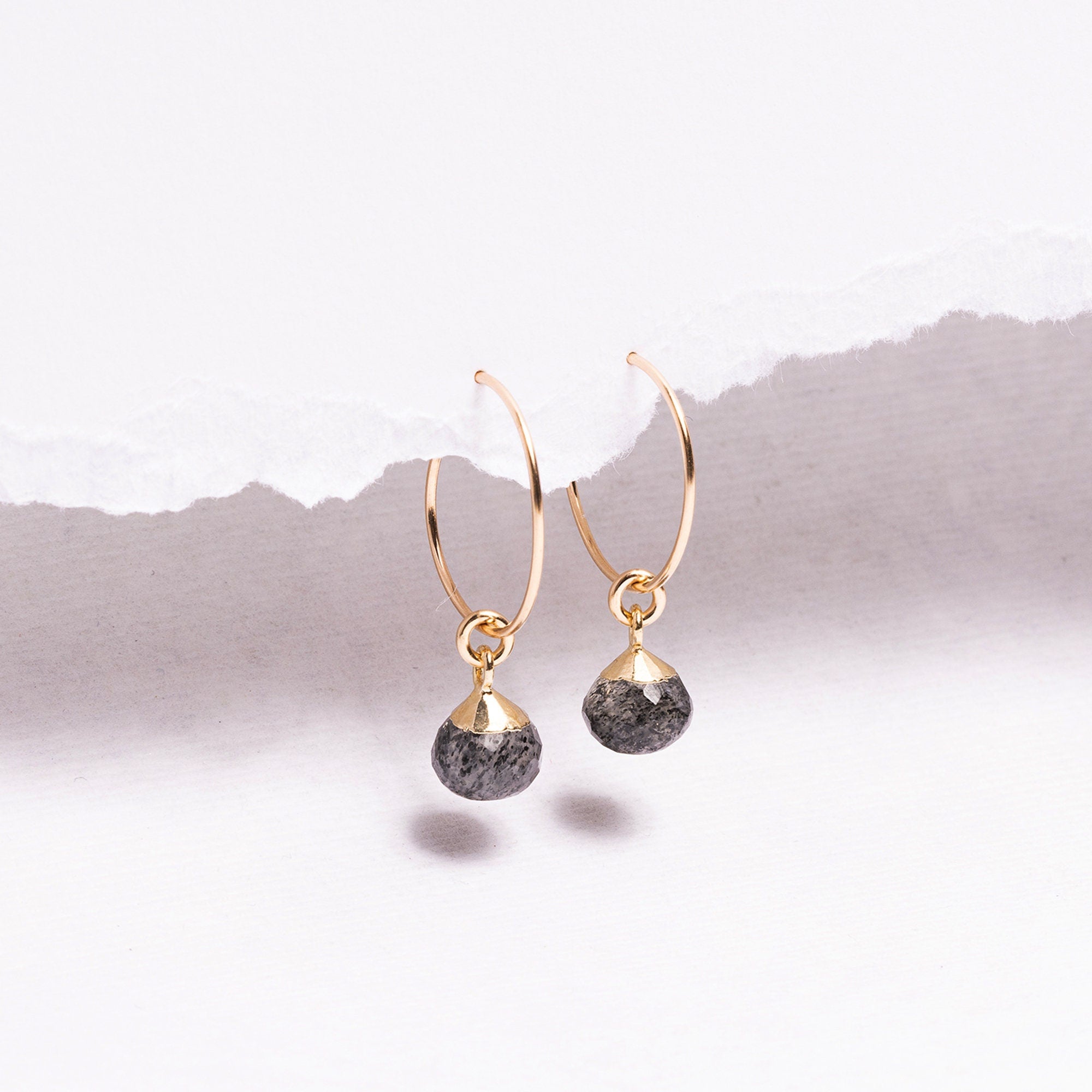 Black Sunstone Mini Gold Sphere Earrings Earrings Soul & Little Rose   