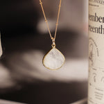 Moonstone Drop Pendant Gold Necklace (Satellite Chain) Necklaces Soul & Little Rose