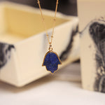 Lapis Lazuli Hamsa Hand of Fate Gold Pendant Necklace Necklaces Soul & Little Rose