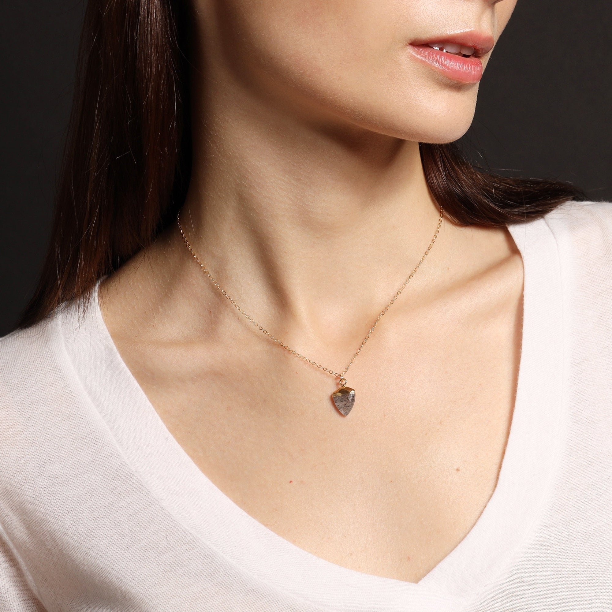 Rutilated Quartz Shield Shape Gemsonte Necklace Necklaces Soul & Little Rose