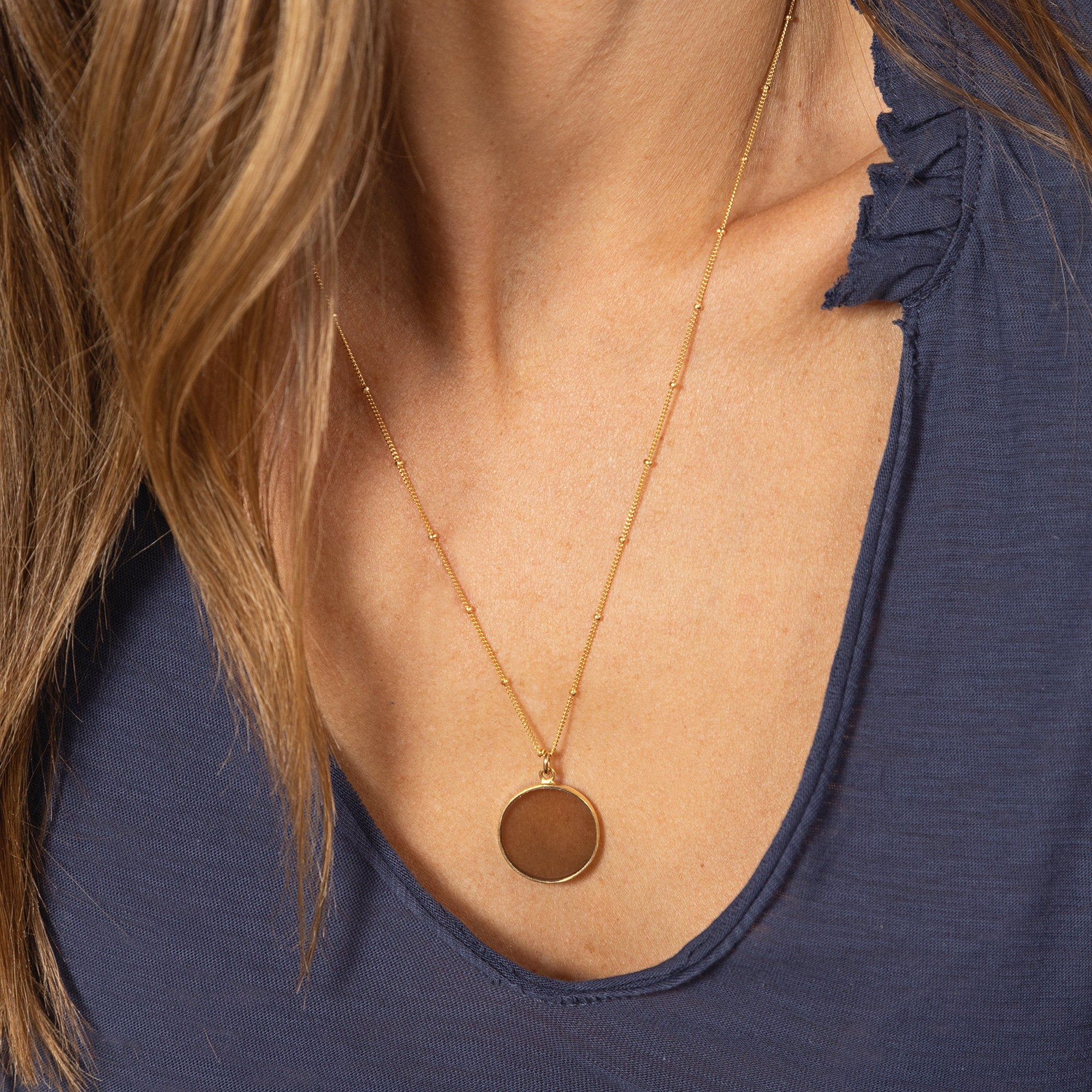 Smokey Quartz Round Circle Gold Necklace Necklaces Soul & Little Rose