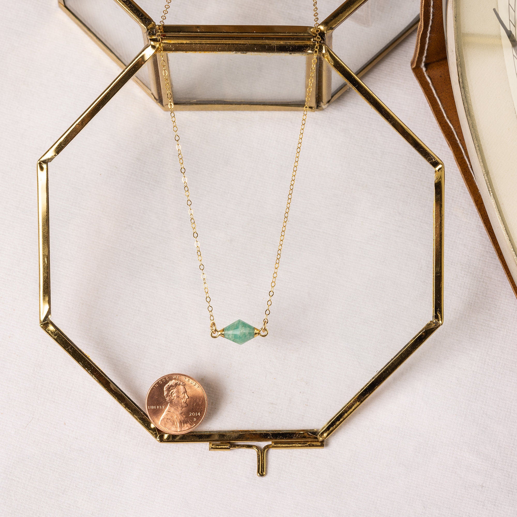 Amazonite Bicone Shape Pendant Necklace Necklaces Soul & Little Rose   