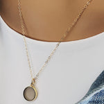 Smokey Quartz Small Disc Gold Necklace Necklaces Soul & Little Rose