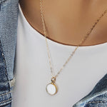 Quartz Small Disc Gold Pendant Necklace Necklaces Soul & Little Rose