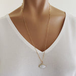 Moonstone Gemstone Eye Shaped Gold Pendant Necklace Necklaces Soul & Little Rose