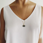 Labradorite Eye Shape Gold Pendant Necklace Necklaces Soul & Little Rose