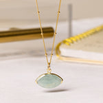 Aquamarine Eye Shape Gold Necklace (Satellite Chain) Necklaces Soul & Little Rose