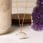 Moonstone Gemstone Eye Shaped Gold Pendant Necklace Necklaces Soul & Little Rose