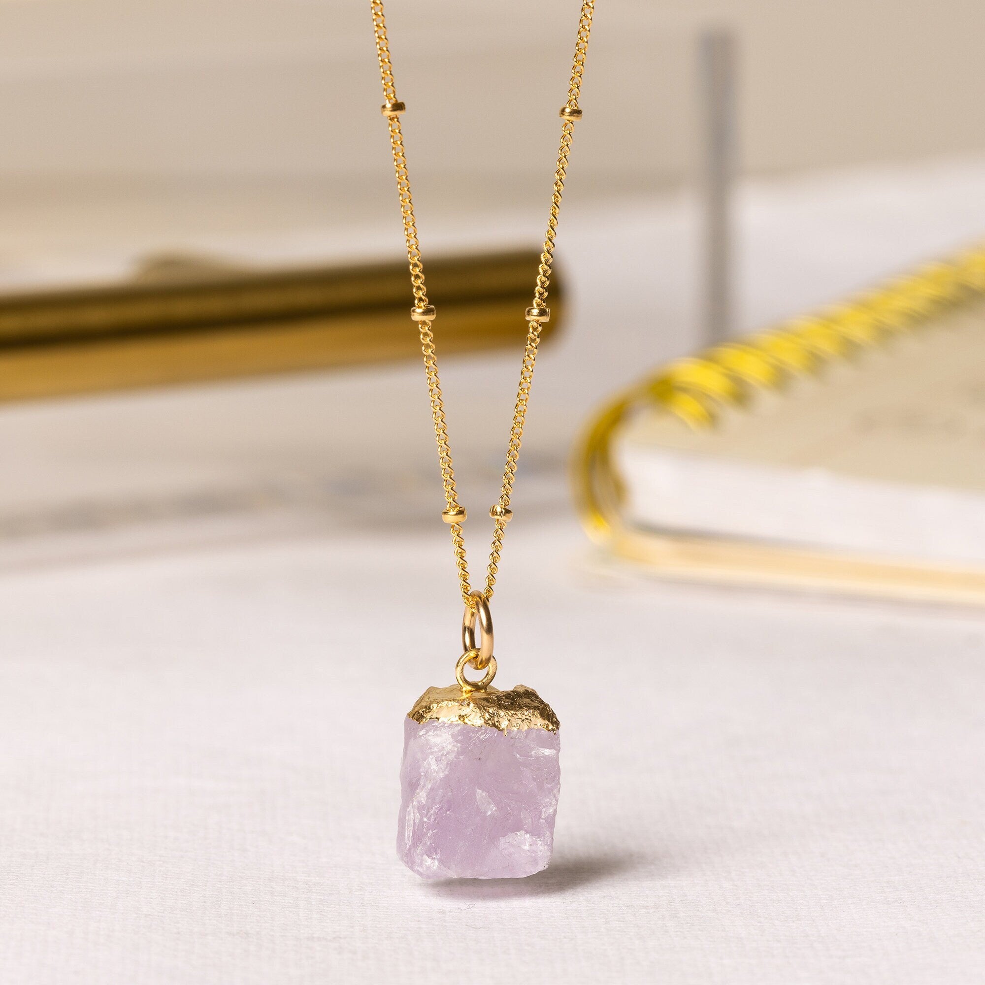 Amethyst Chunk Long Necklace (Satellite Chain) Necklaces Soul & Little Rose   