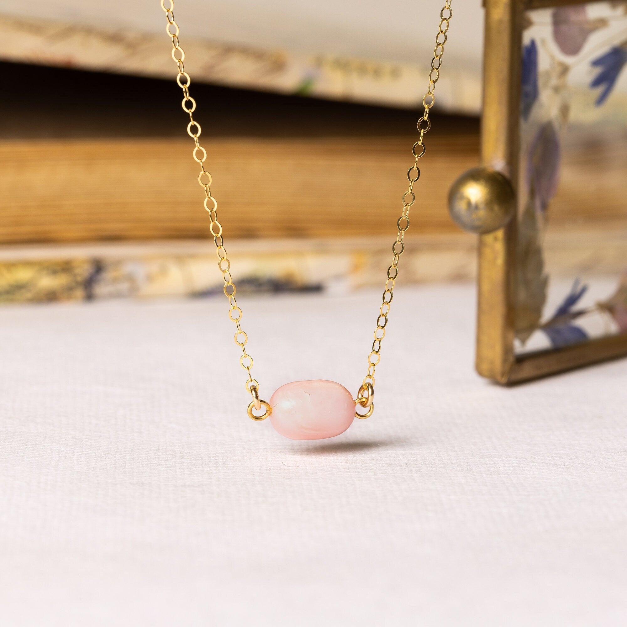 Rose Quartz Stadium Shape Gemstone Necklace  Soul & Little Rose