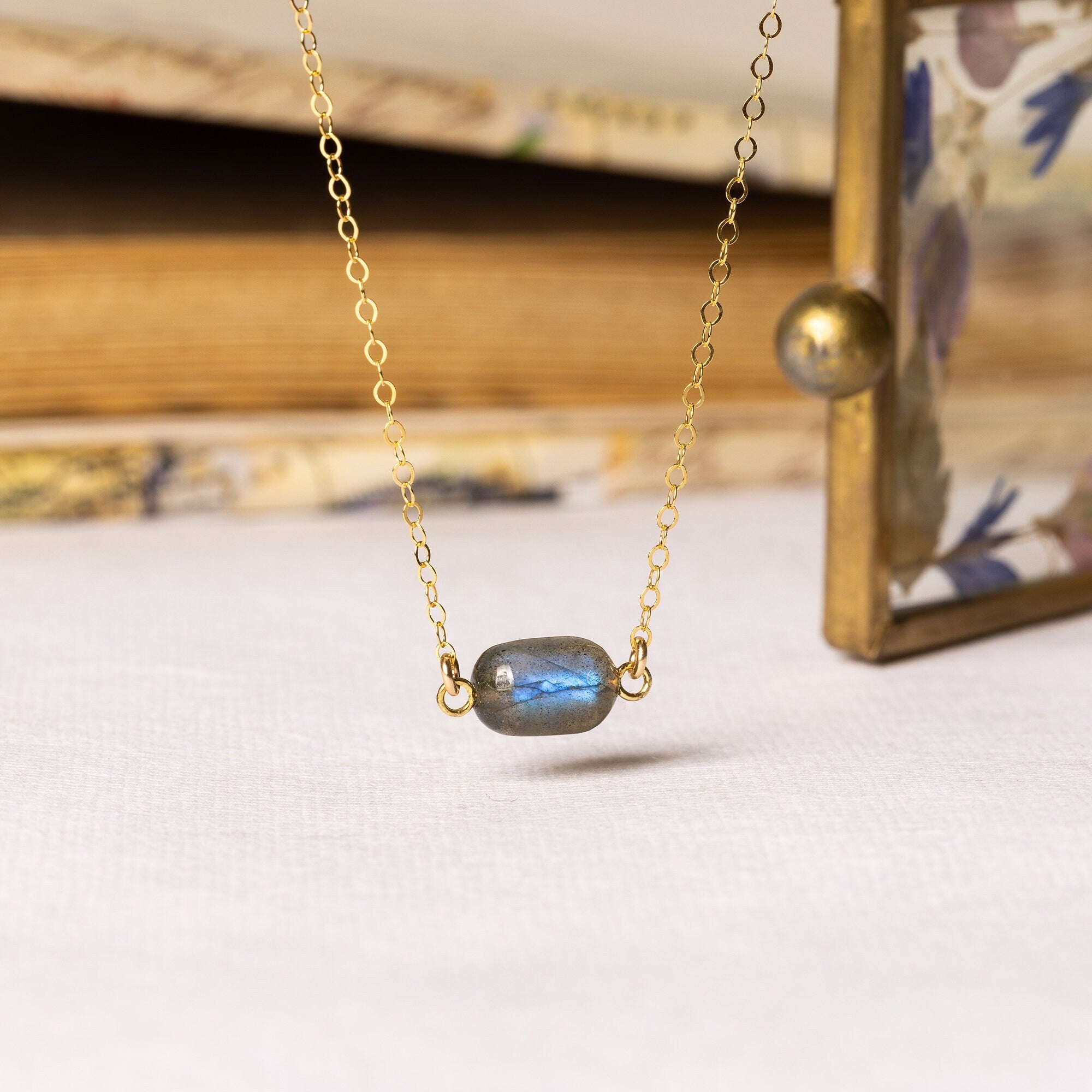 Labradorite Stadium Shape Gemstone Necklace Necklaces Soul & Little Rose
