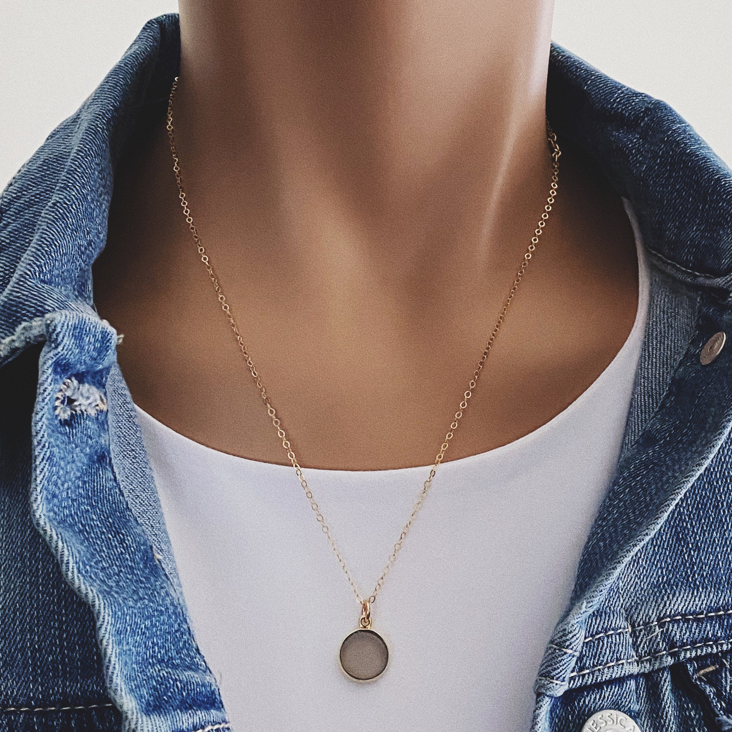 Smokey Quartz Small Disc Gold Necklace Necklaces Soul & Little Rose