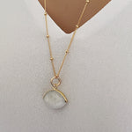 Moonstone Gemstone Eye Shaped Gold Pendant Necklace Necklaces Soul & Little Rose