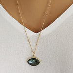 Labradorite Eye Shape Gold Pendant Necklace Necklaces Soul & Little Rose
