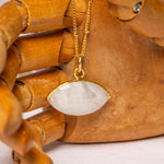 Moonstone Gemstone Eye Shaped Gold Pendant Necklace Necklaces Soul & Little Rose