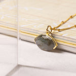 Labradorite Eye Shape Gold Pendant Necklace Necklaces Soul & Little Rose