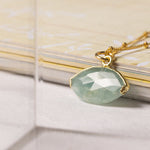 Aquamarine Eye Shape Gold Necklace (Satellite Chain) Necklaces Soul & Little Rose