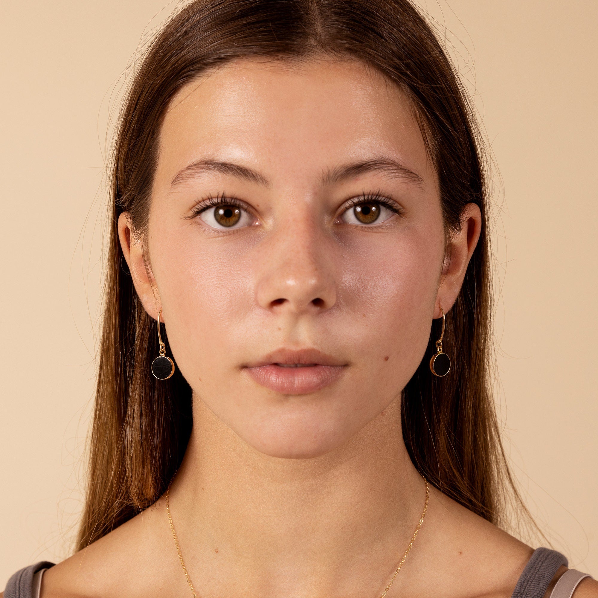 Black Obsidian Circle Gemstone Drop Earrings Earrings Soul & Little Rose