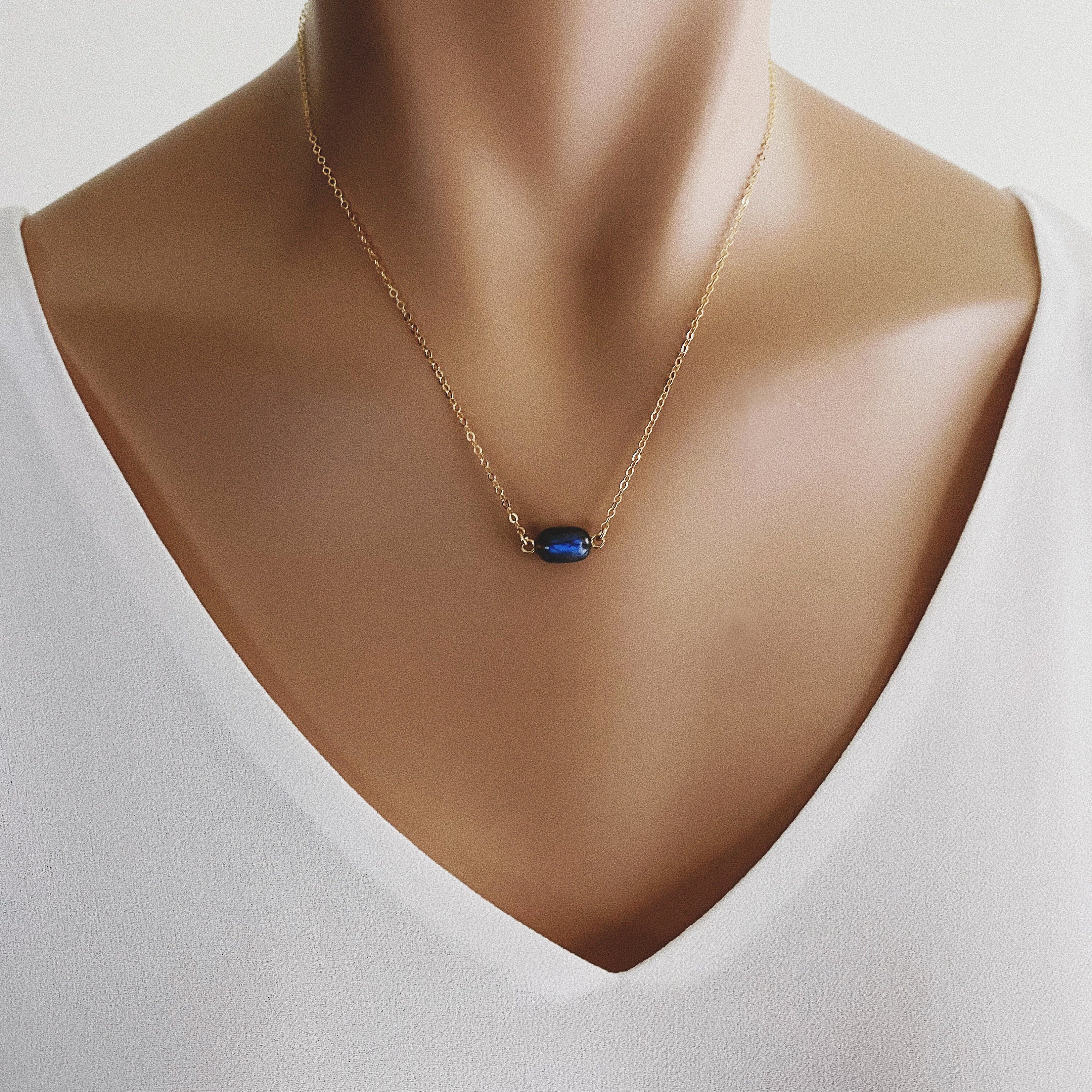 Labradorite Stadium Shape Gemstone Necklace Necklaces Soul & Little Rose
