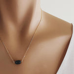 Black Onyx Necklace Stadium Shape Gemstone Pendant Necklace Necklaces Soul & Little Rose